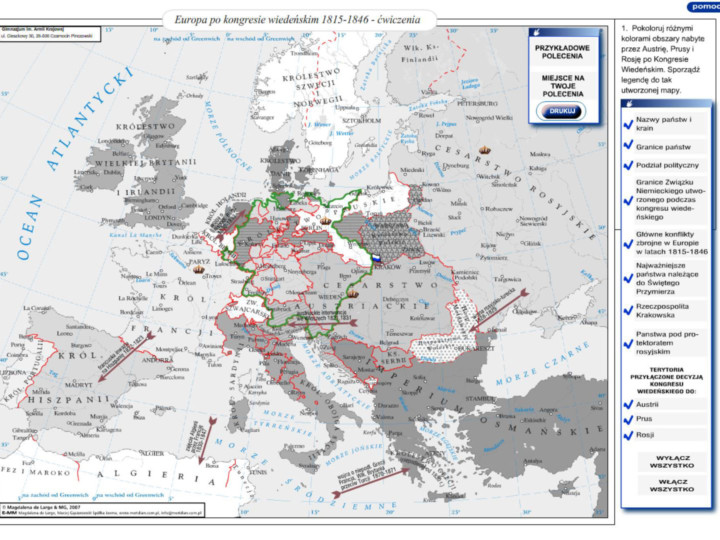 Europa po Kongresie Wiedeńskim 1815-1846 - ćwiczenia