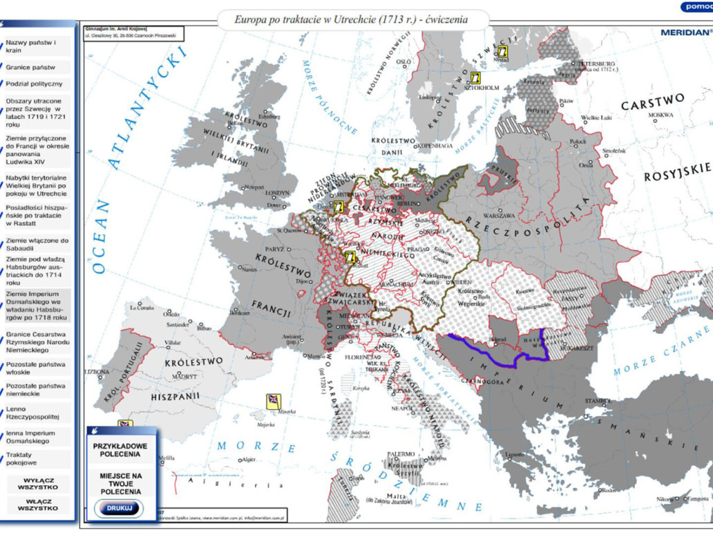 Europa po traktacie w Utrechcie 1713r - ćwiczenia