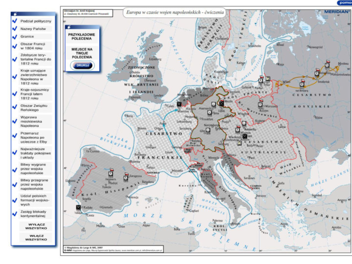 Europa w czasie wojen napoleońskich - ćwiczenia