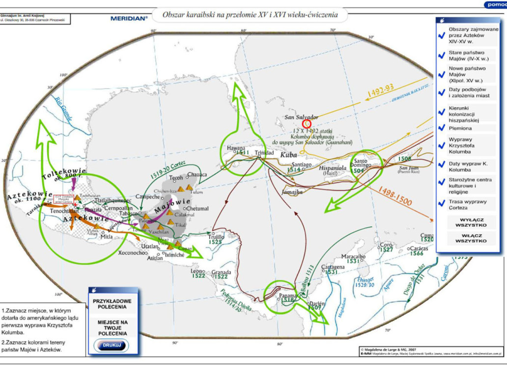 Obszar karaibski na przełomie XV i XVI wieku - ćwiczenia
