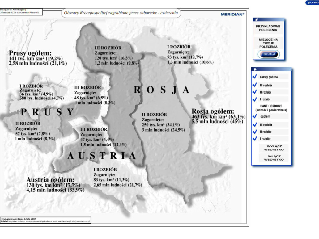 Obszary Rzeczypospolitej zagrabione przez zaborców - ćwiczenia