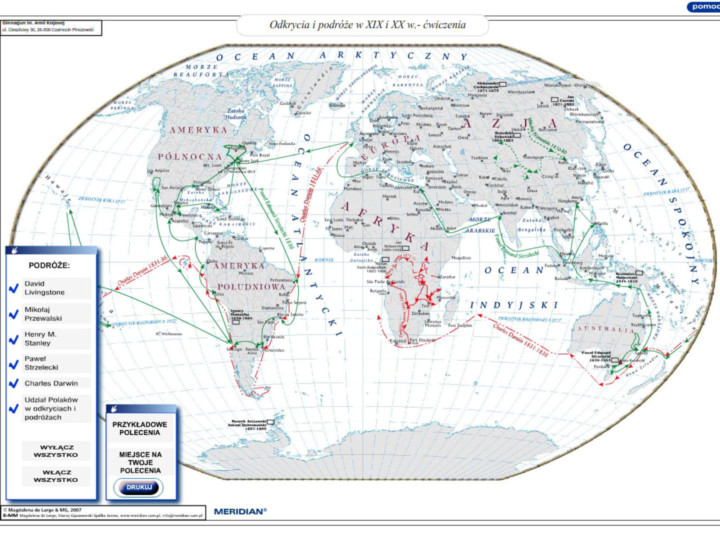 Odkrycia i podróże w XIX i XXw - ćwiczenia