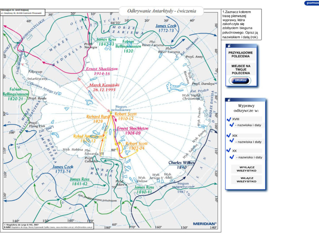 Odkrywanie Antarktydy - ćwiczenia