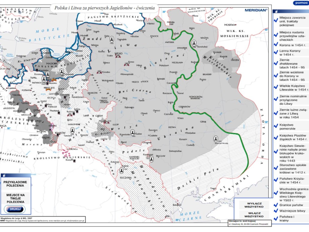 Polska i Litwa za pierwszych Jagiellonów - ćwiczenia