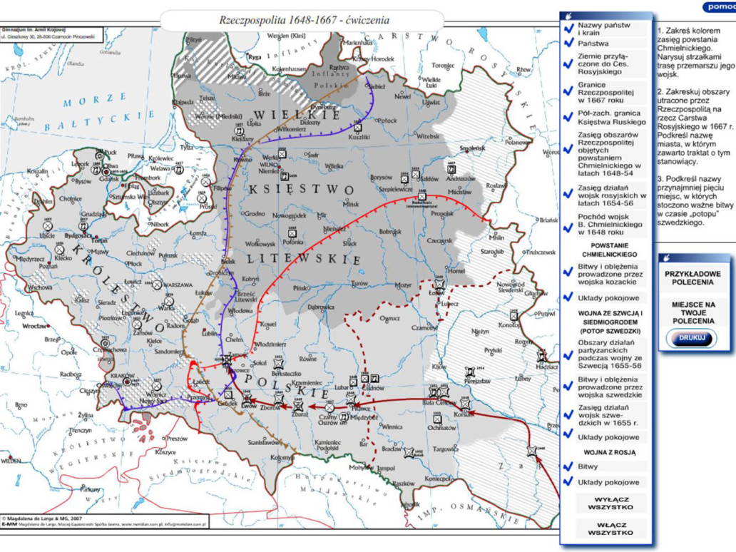 Rzeczpospolita w latach 1648-67 - ćwiczenia