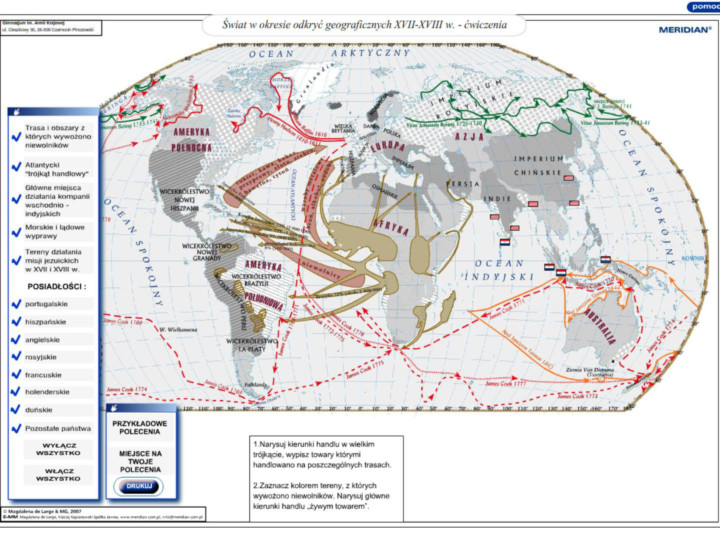 Świat odkryć geograficznych XVII-XVIIIw - ćwiczenia