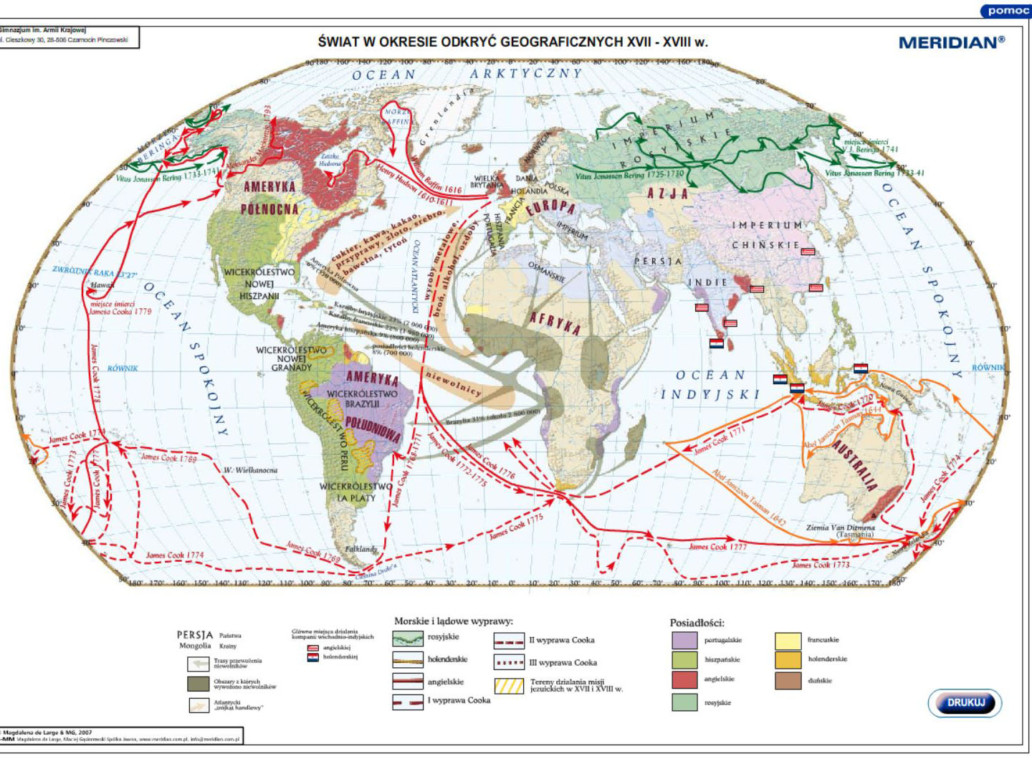 Świat odkryć geograficznych XVII-XVIII w