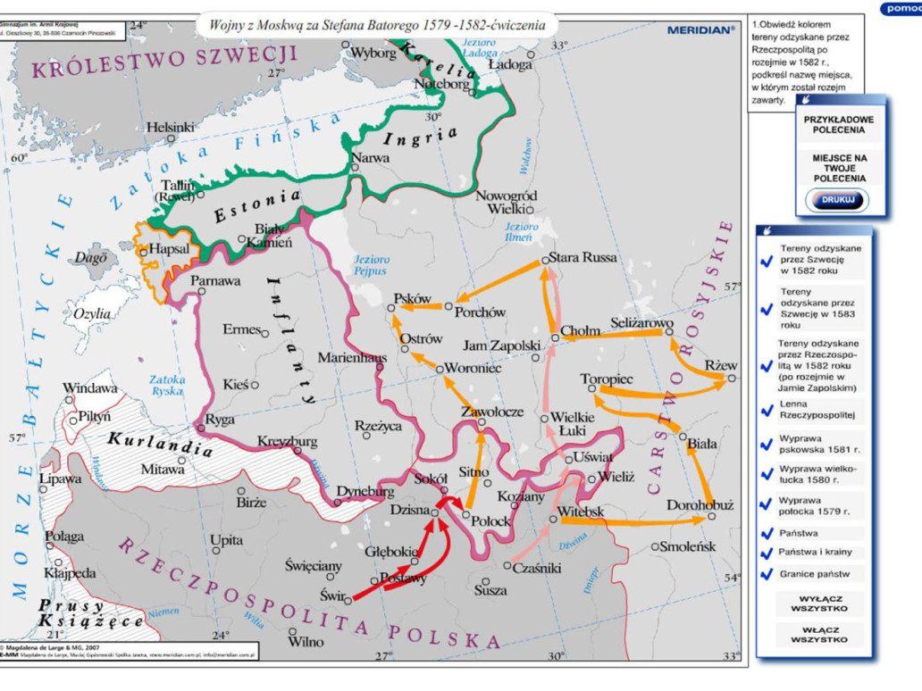 Wojny z Moskwą za Stefana Batorego 1579-1582 - ćwiczenia